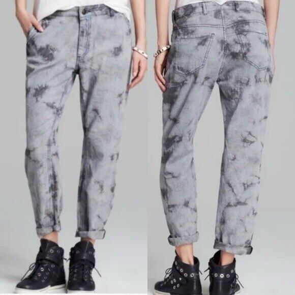 L'Agence Women's LA't Grey & Black Tie Dye Boyfriend Pants size 24 Made In‎ USA - Picture 1 of 16